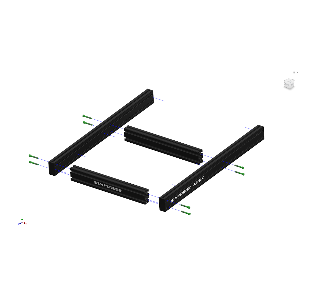 Step 1 – Assemble Simforge Apex cockpit base frame and leveling feet