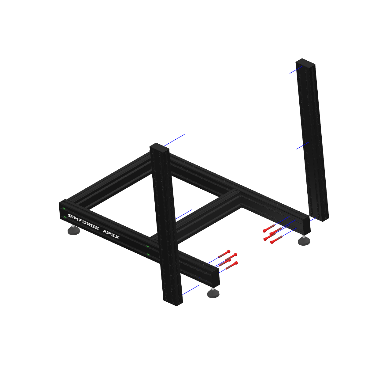 Step 2 – Install wheelbase side profiles on Simforge Apex rig