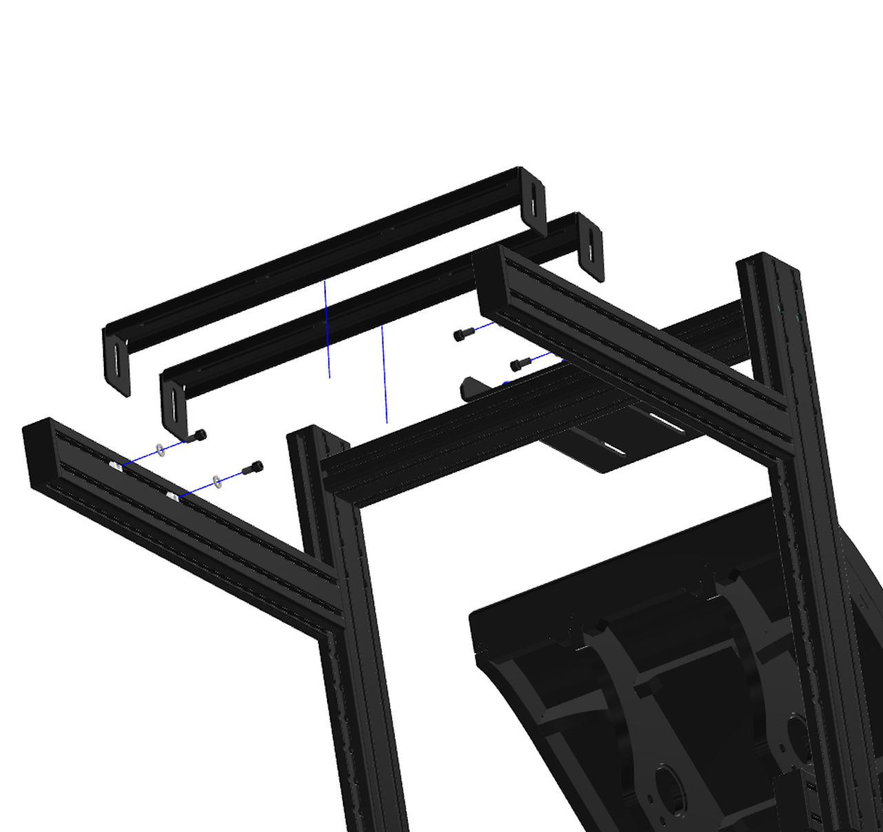 Step 8 – Assemble pedal mounting profiles with M8 bolts