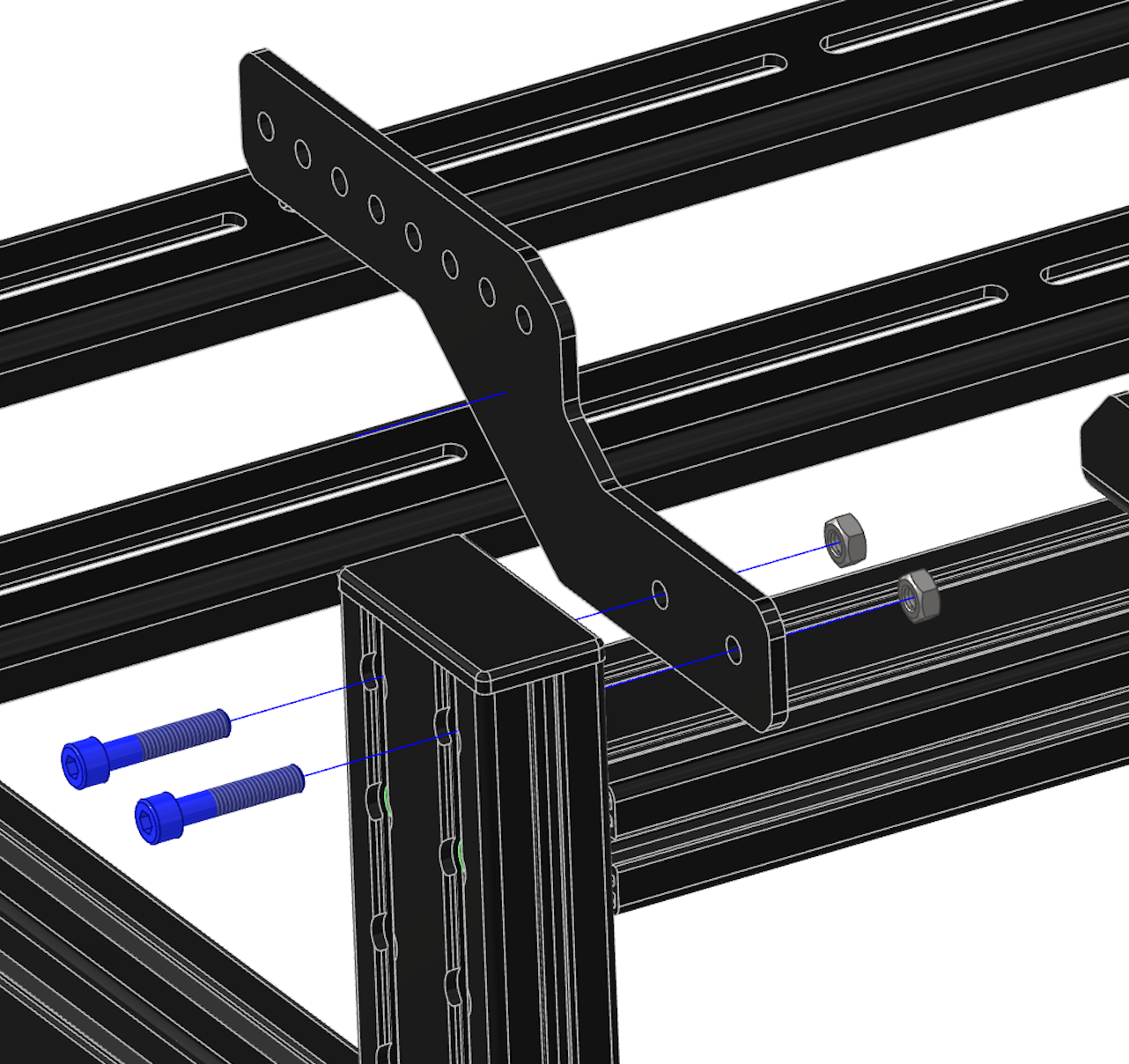 Step 9 – Install front mounting plates for integrated monitor stand