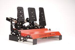 Simforge Mark-1 Sim Racing Pedals front view showing throttle, brake, and clutch assembly