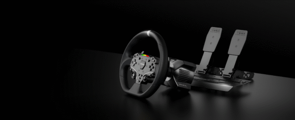 Close-up of MOZA R3 Direct Drive Wheelbase for PC, showing 3.9Nm motor