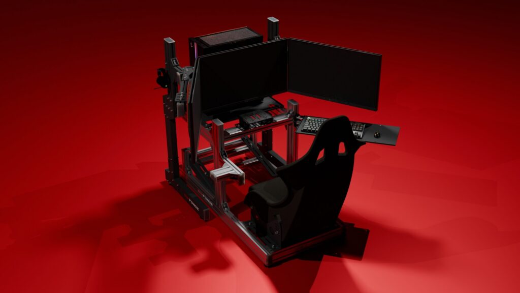 Sim Racing Cockpit with Tiple Screen Mounts