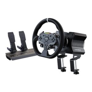 MOZA R3 Racing Bundle for PC and Xbox with 3.9 Nm direct drive wheelbase, ESX wheel, SR-P Lite pedals, and table clamp