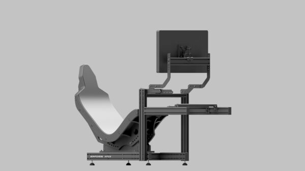 Simforge Apex Sim Racing Seat in F1 driving position – handcrafted in India, flex-free premium racing seat