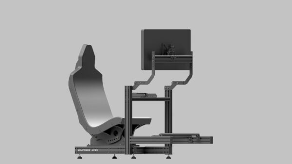 Simforge Apex Sim Racing Cockpit – Truck simulator position, ISO right view with upright ergonomics