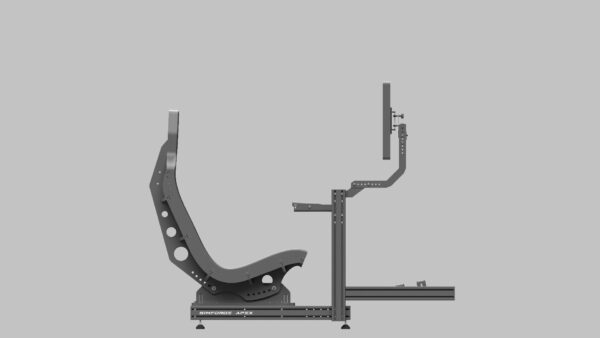 Simforge Apex Sim Racing Cockpit side view – Truck simulator seating angle on 4080 aluminium profile rig
