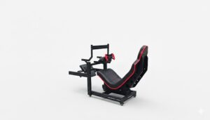 F1 simulator with integrated single monitor VESA mount for clean setup