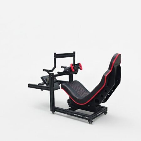 F1 simulator rig with optional integrated single monitor VESA mount for clean racing setup.